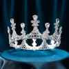 The bride's headwear, Baroque tiara accessories, round luxurious and elegant zircon wedding round crown wedding dress accessories details Picture